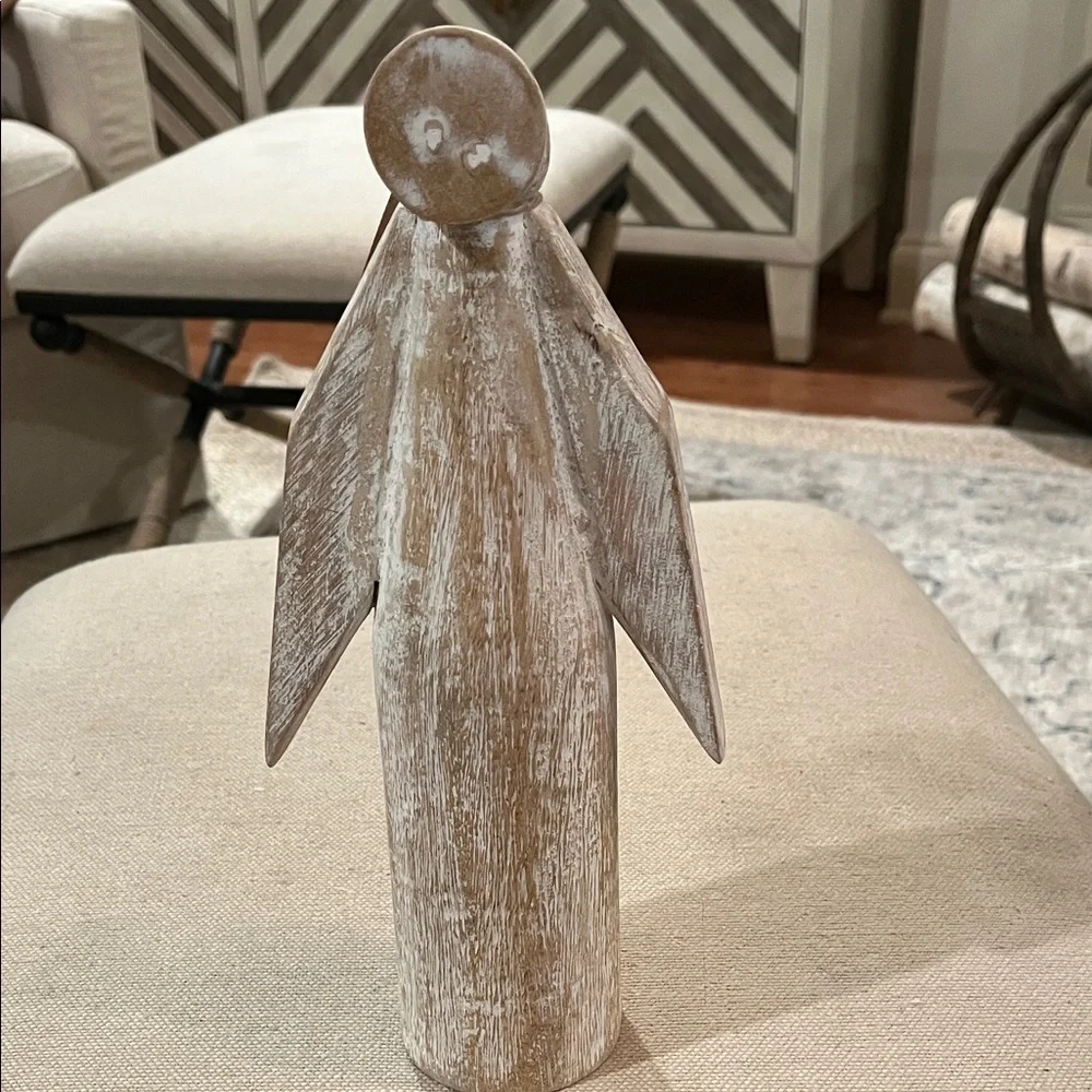 Mud Pie Large White Wood Angel Figurine/NWT